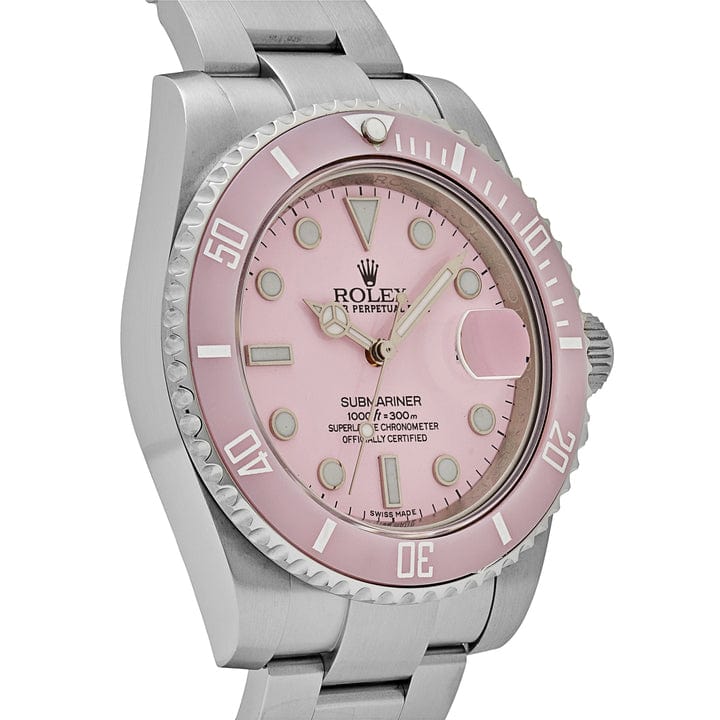 Rolex Submariner Date 116610LN Stainless Steel With Aftermarket Custom Made Pink Dial (2016)