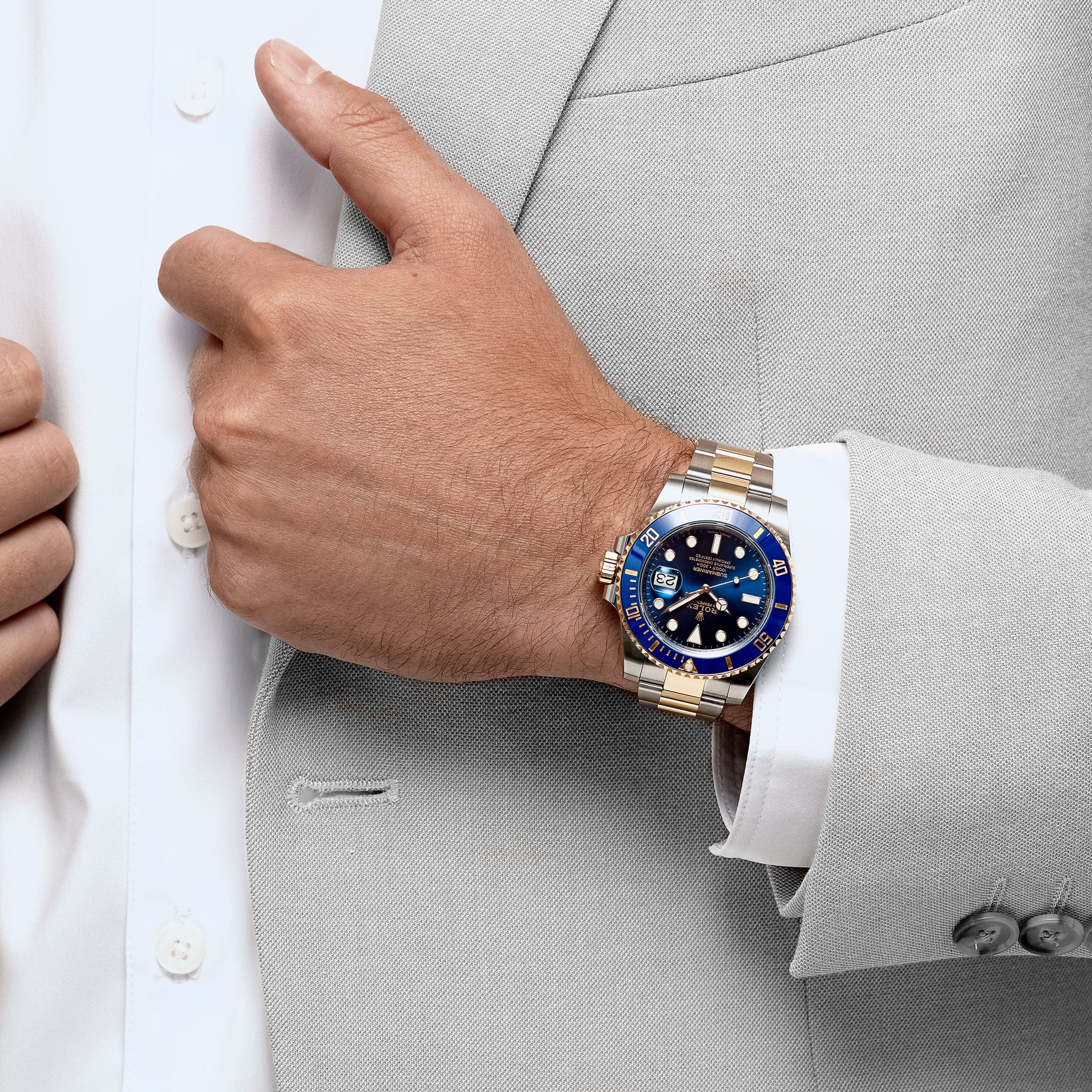 Wrist Submariner Rolex Gold Blau Wrist Rolex Blue Gold Silver