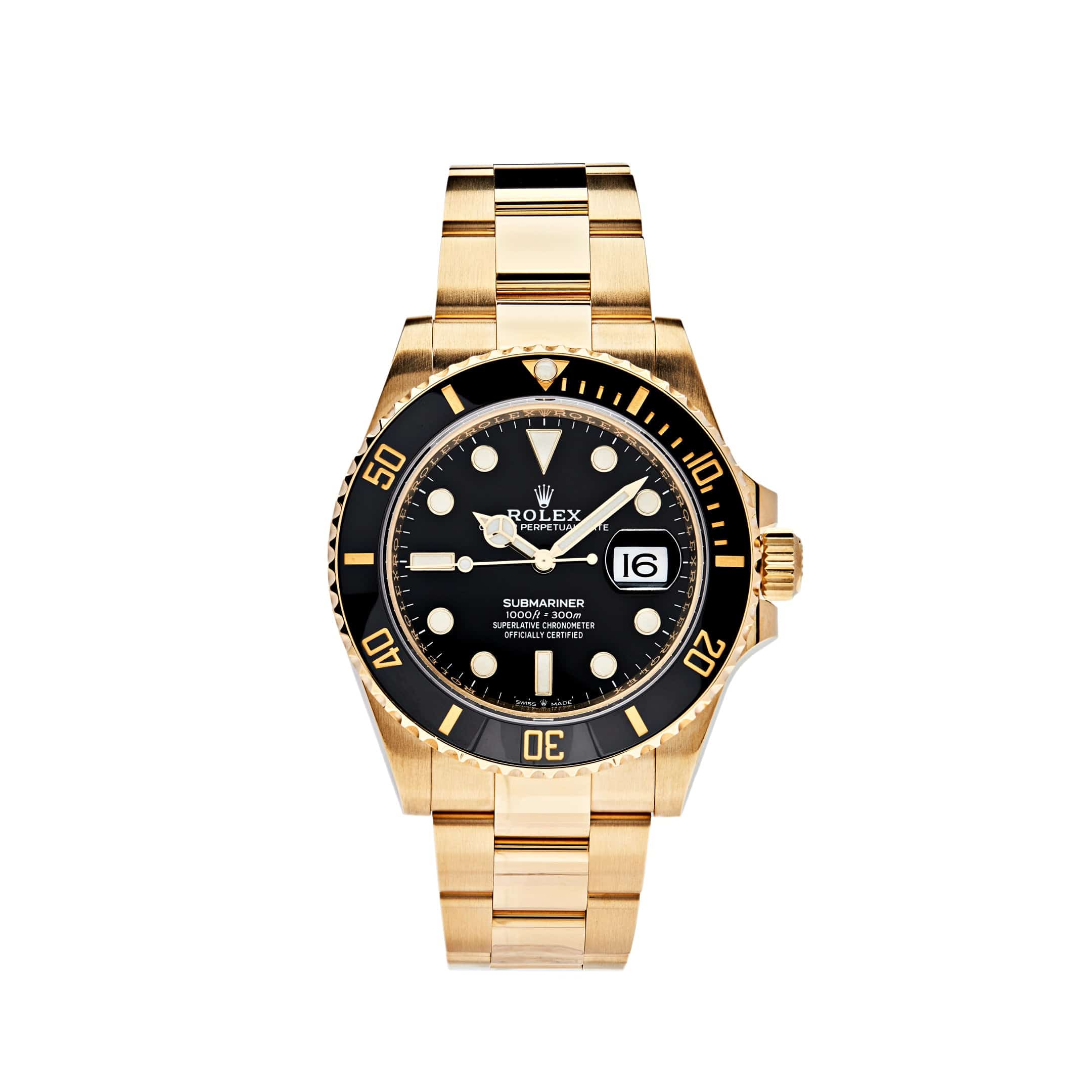 Luxury Watch Rolex Submariner Date Yellow Gold Black Dial 126618LN wrist aficionado