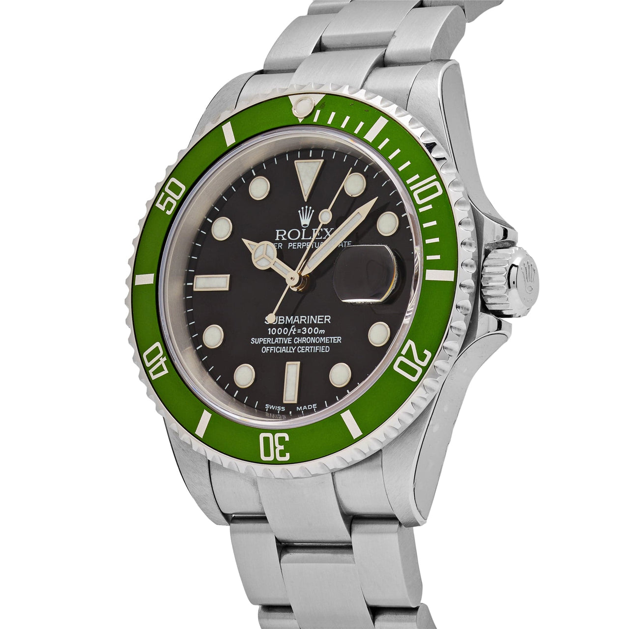 Rolex Submariner Date 16610LV Kermit Bezel Flat 4 Stainless Steel Bl Wrist Aficionado