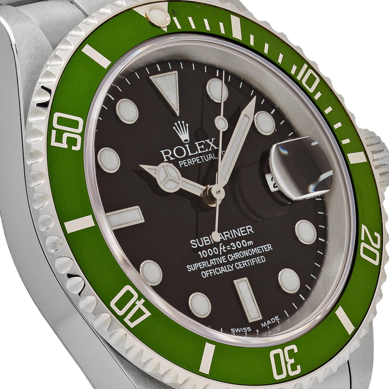 Rolex Submariner Date 16610LV 'Kermit' Bezel Flat 4 Stainless Steel Black Dial Oyster (2003)