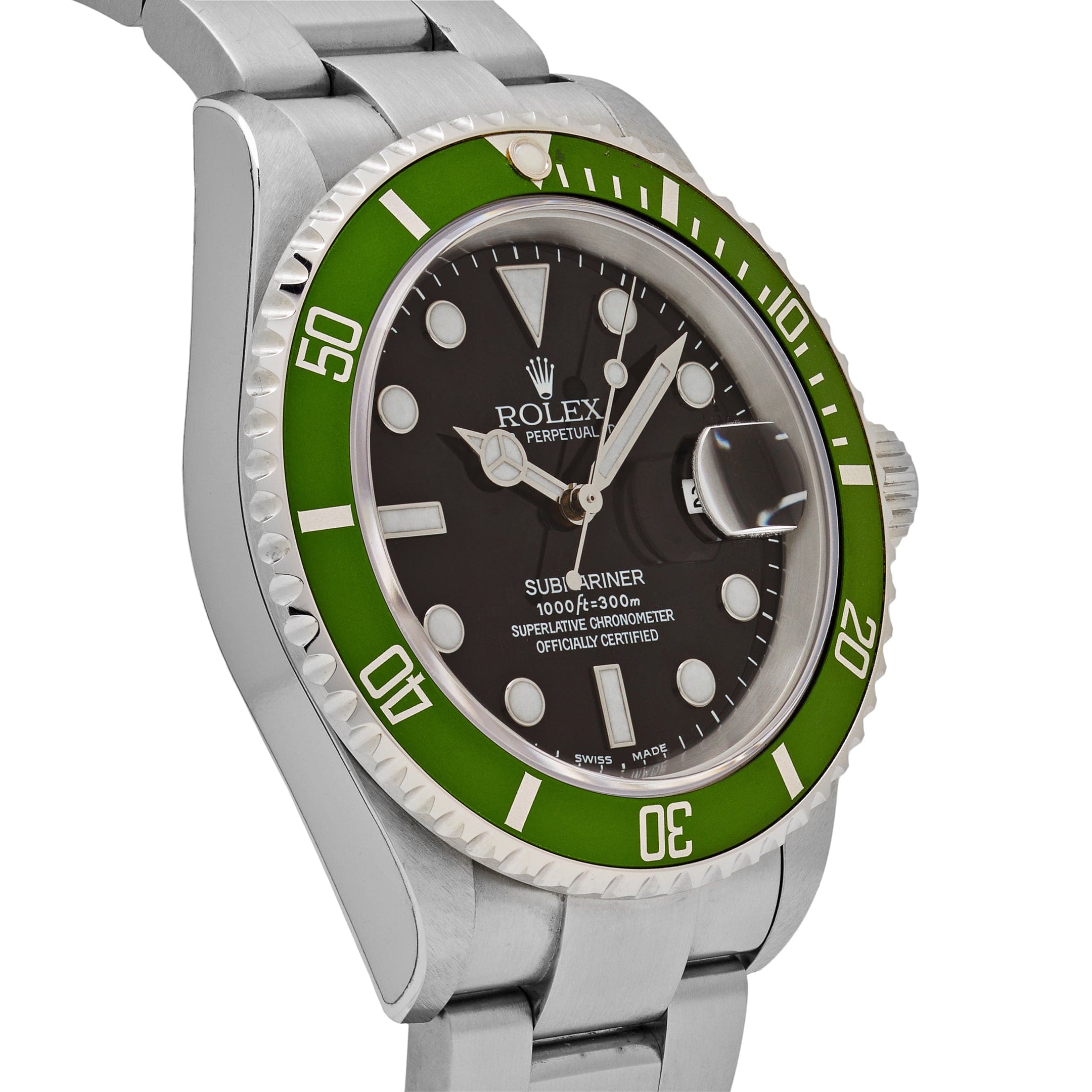 Rolex Submariner Date 16610LV 'Kermit' Bezel Flat 4 Stainless