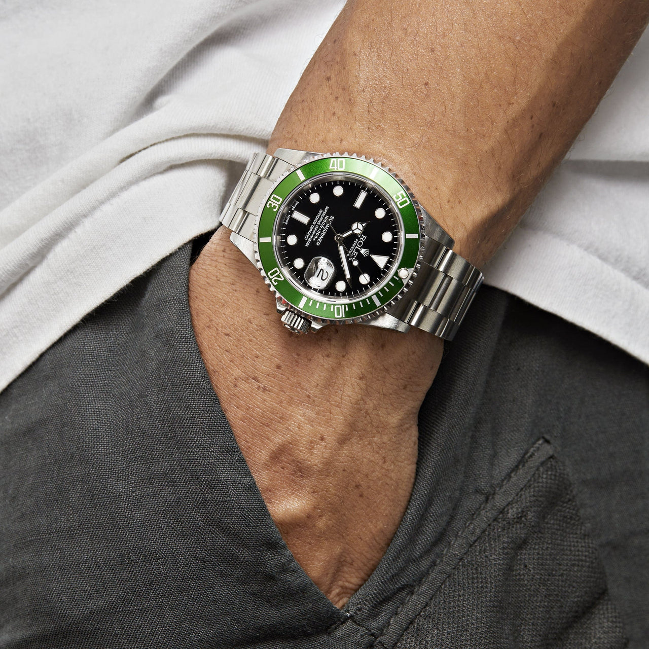 Rolex Submariner Date 16610LV 'Kermit' Bezel Flat 4 Stainless Steel Black Dial Oyster (2003)