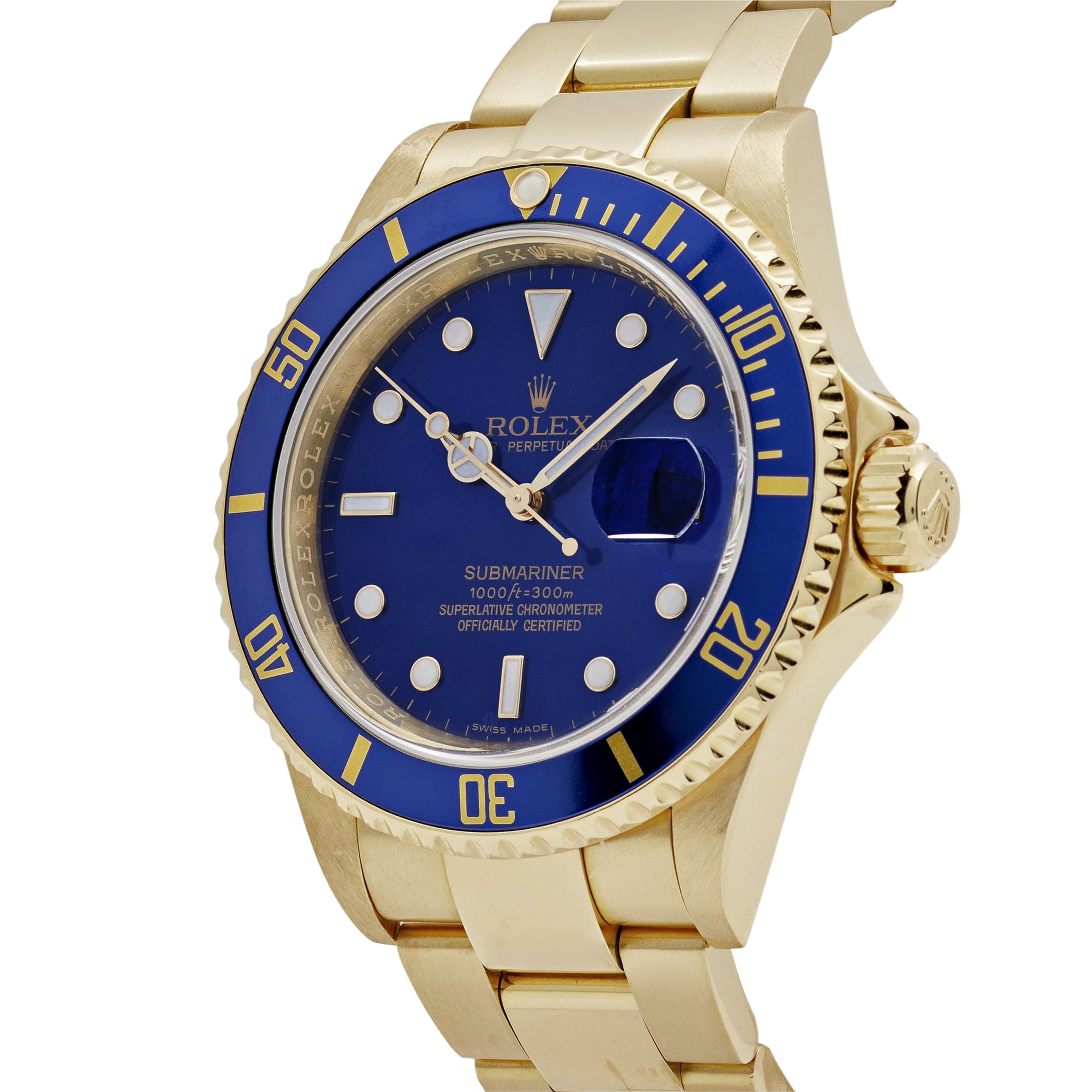 Rolex Submariner Date 16618LB Yellow Gold Blue Dial