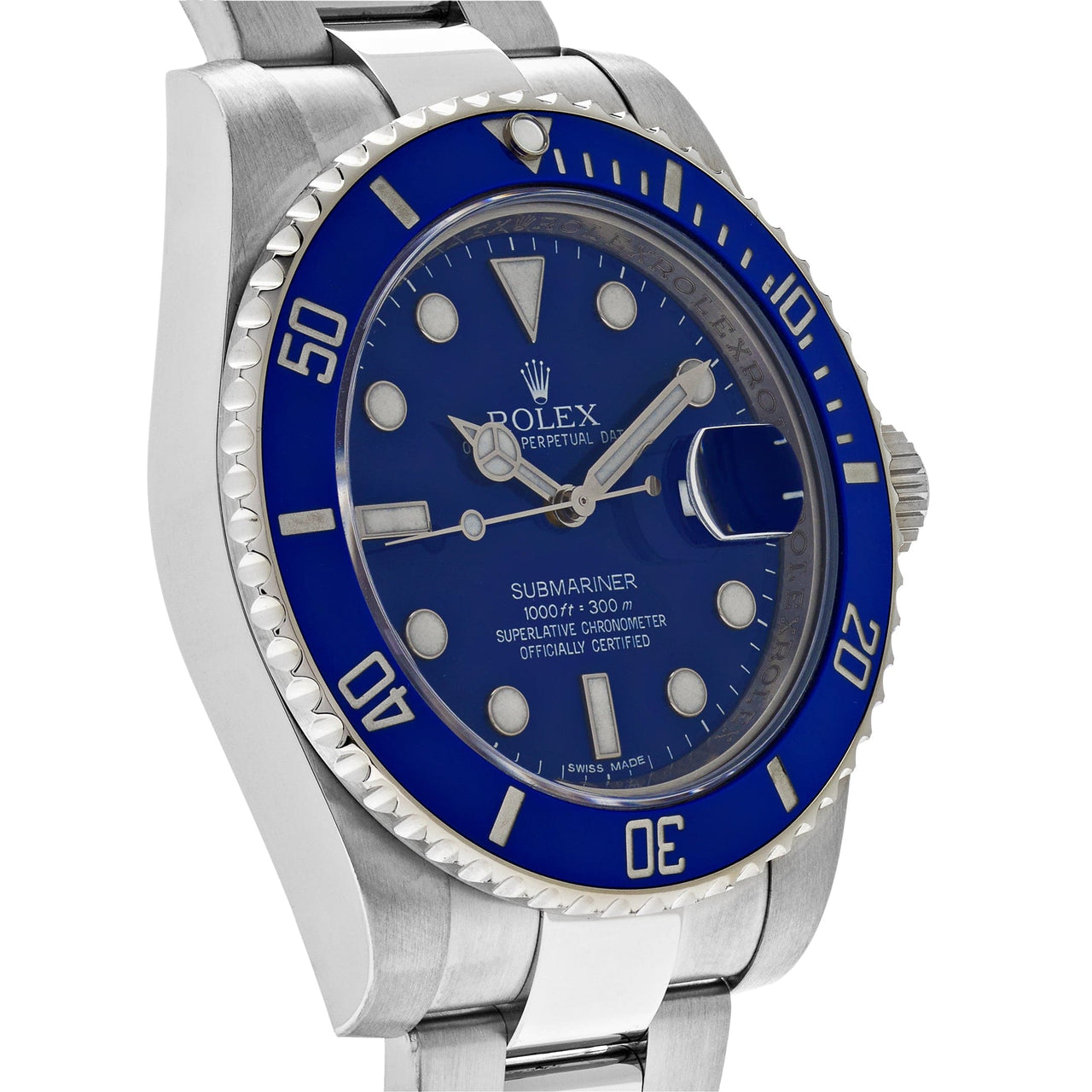 Rolex Submariner Date 40 White Gold Blue Dial Blue Bezel 116619LB wrist aficionado