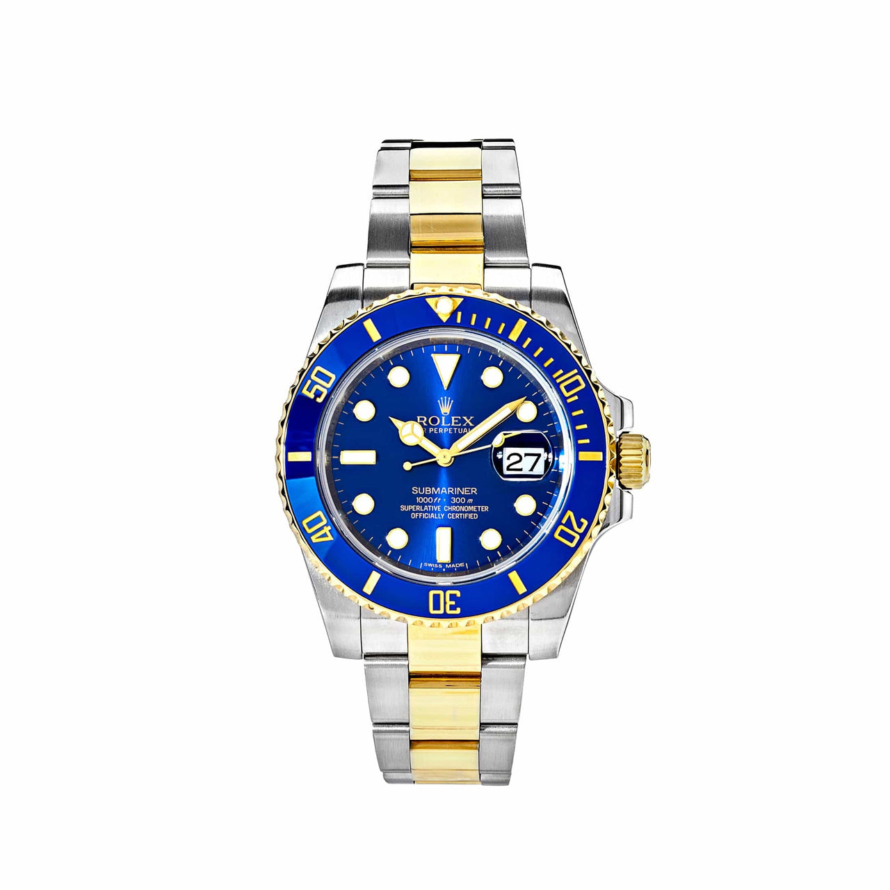 Luxury Watch Rolex Submariner Date 40 Yellow Gold & Steel Blue Dial 116613LB Wrist Aficionado