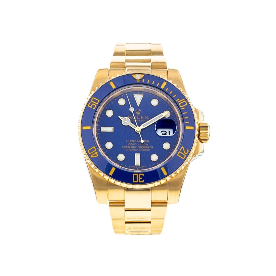 Rolex Submariner Date 40mm Yellow Gold Blue Dial 116618LB wrist aficionado