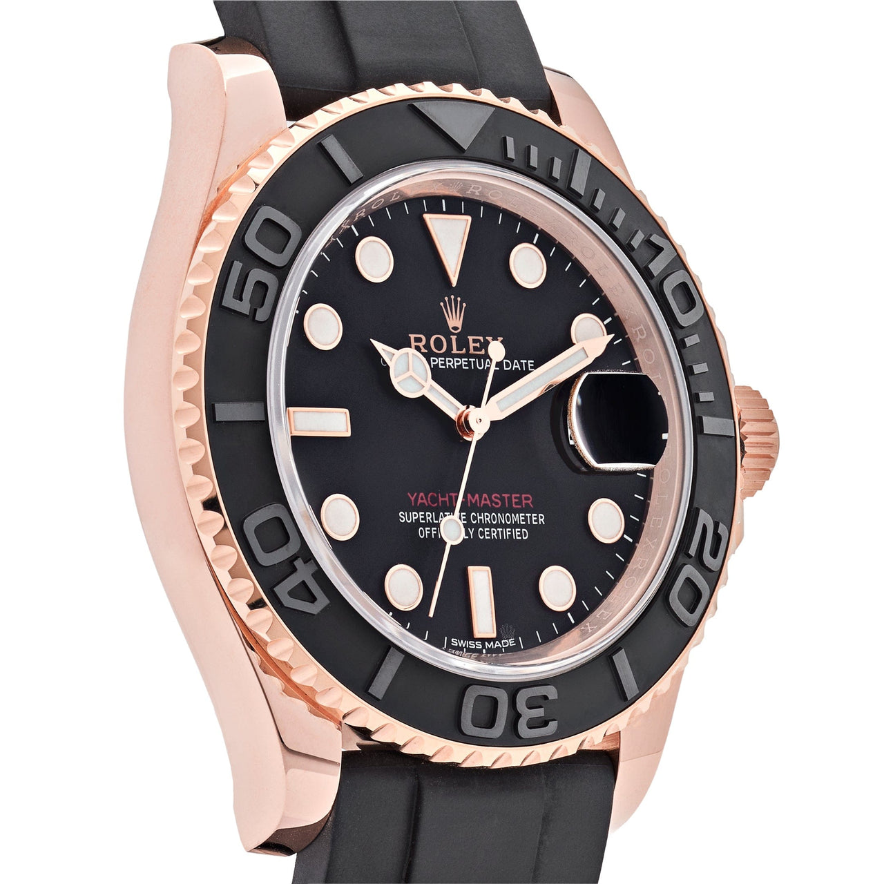 Luxury Watch Rolex Yacht Master 40 Rose Gold Black Dial 116655 (2017) wrist aficionado