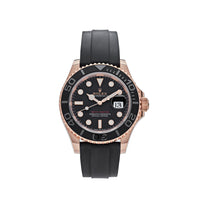 Thumbnail for Luxury Watch Rolex Yacht Master 40 Rose Gold Black Dial Rubber Strap 126655 wrist aficionado