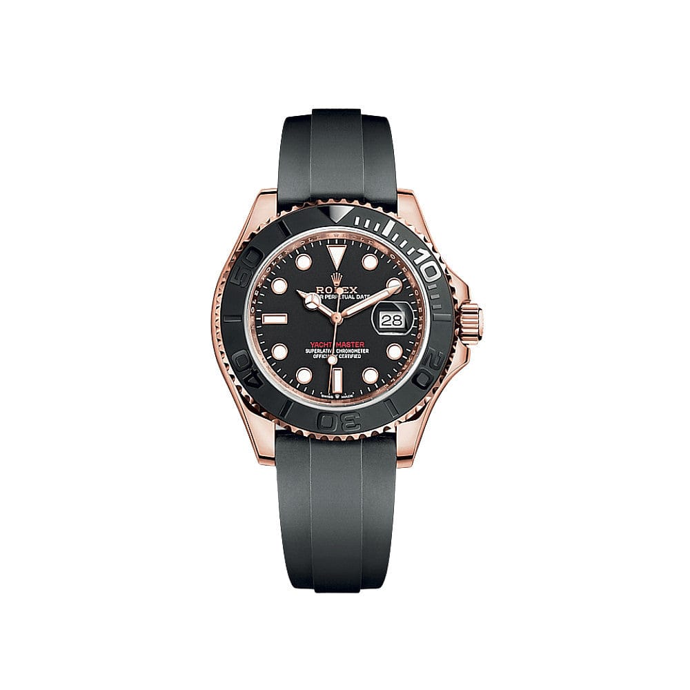 Luxury Watch Rolex Yacht Master 37mm Rose Gold Black Dial 268655 wrist aficionado