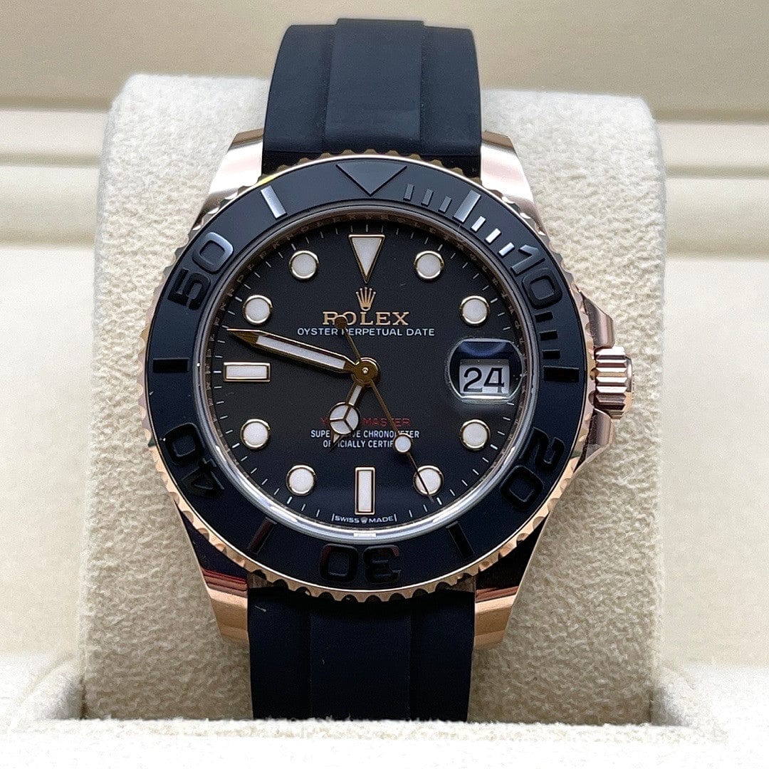 Luxury Watch Rolex Yacht Master 37mm Rose Gold Black Dial 268655 wrist aficionado