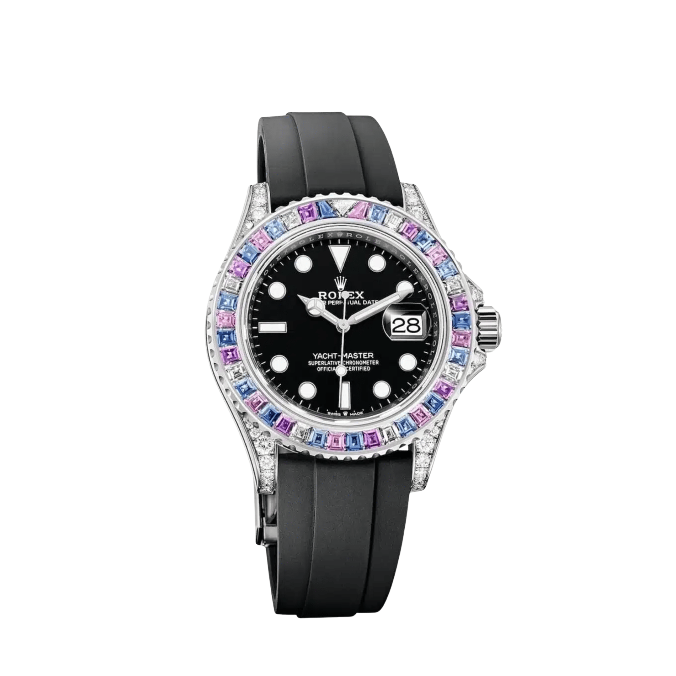 Rolex Yacht-Master 40 126679SABR 'Cotton Candy' White Gold Diamond Sapphires Bezel Black Dial (2023)