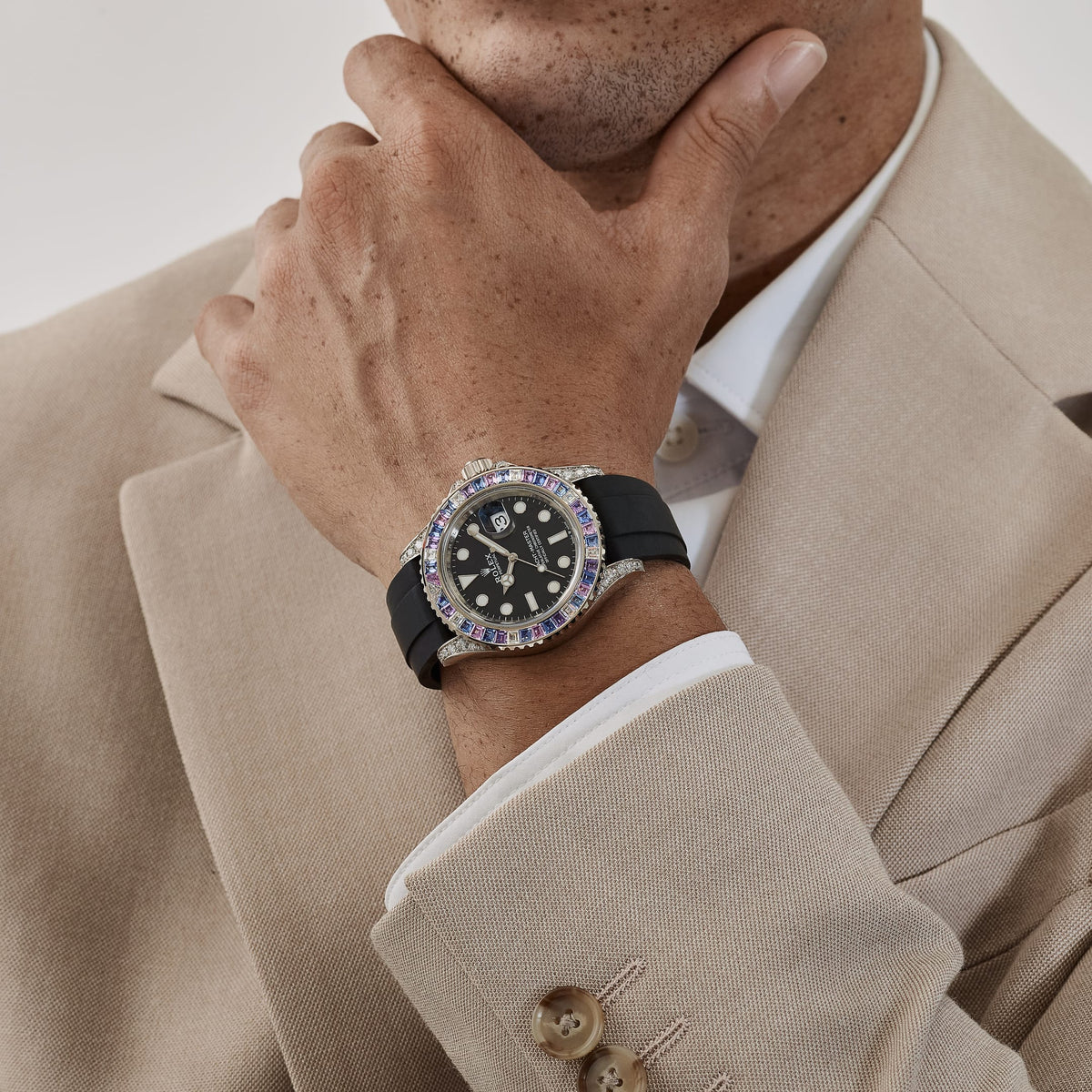 Rolex Yacht-Master 40 126679SABR 'Cotton Candy' White Gold Diamond Sapphires Bezel Black Dial (2023)