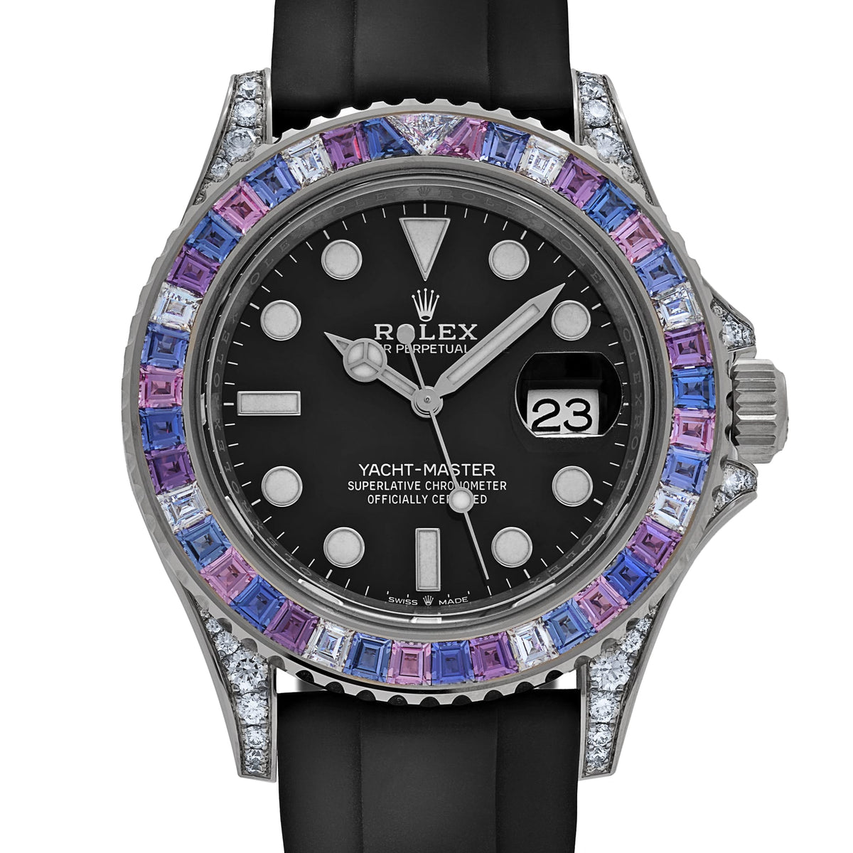 Rolex Yacht-Master 40 126679SABR 'Cotton Candy' White Gold Diamond Sapphires Bezel Black Dial (2023)