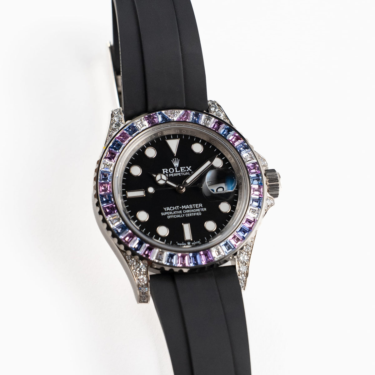 Rolex Yacht-Master 40 126679SABR 'Cotton Candy' White Gold Diamond Sapphires Bezel Black Dial (2023)