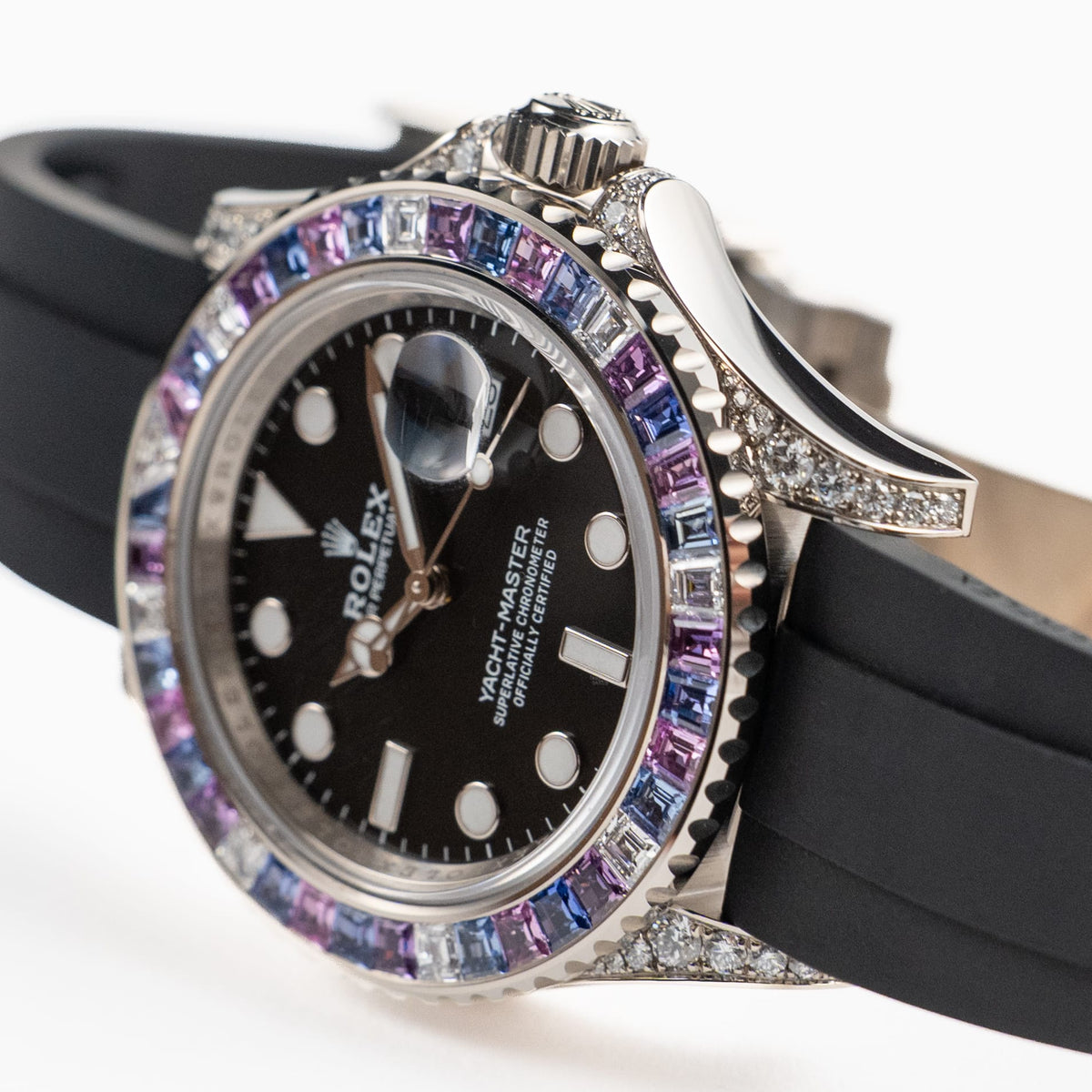 Rolex Yacht-Master 40 126679SABR 'Cotton Candy' White Gold Diamond Sapphires Bezel Black Dial (2023)