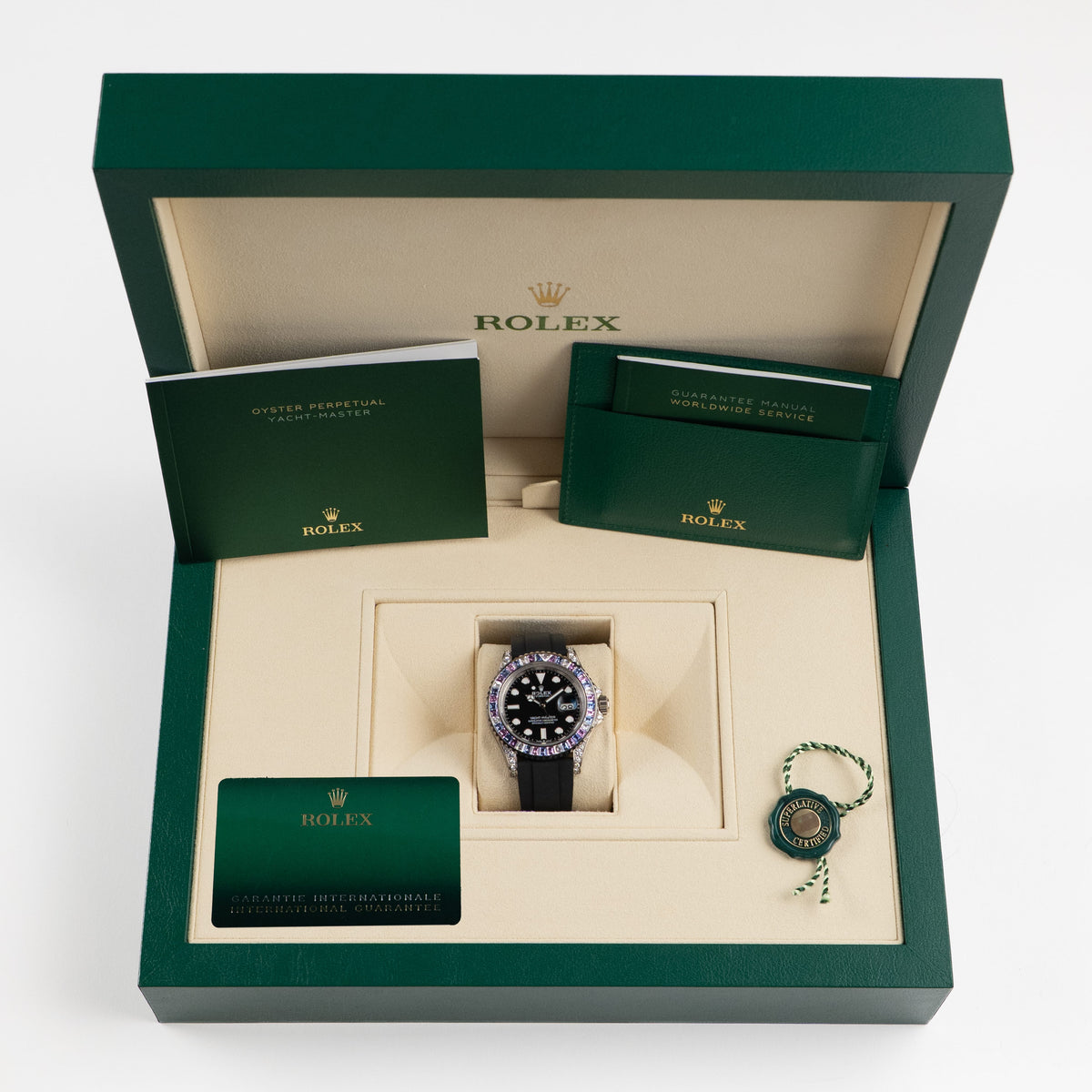 Rolex Yacht-Master 40 126679SABR 'Cotton Candy' White Gold Diamond Sapphires Bezel Black Dial (2023)