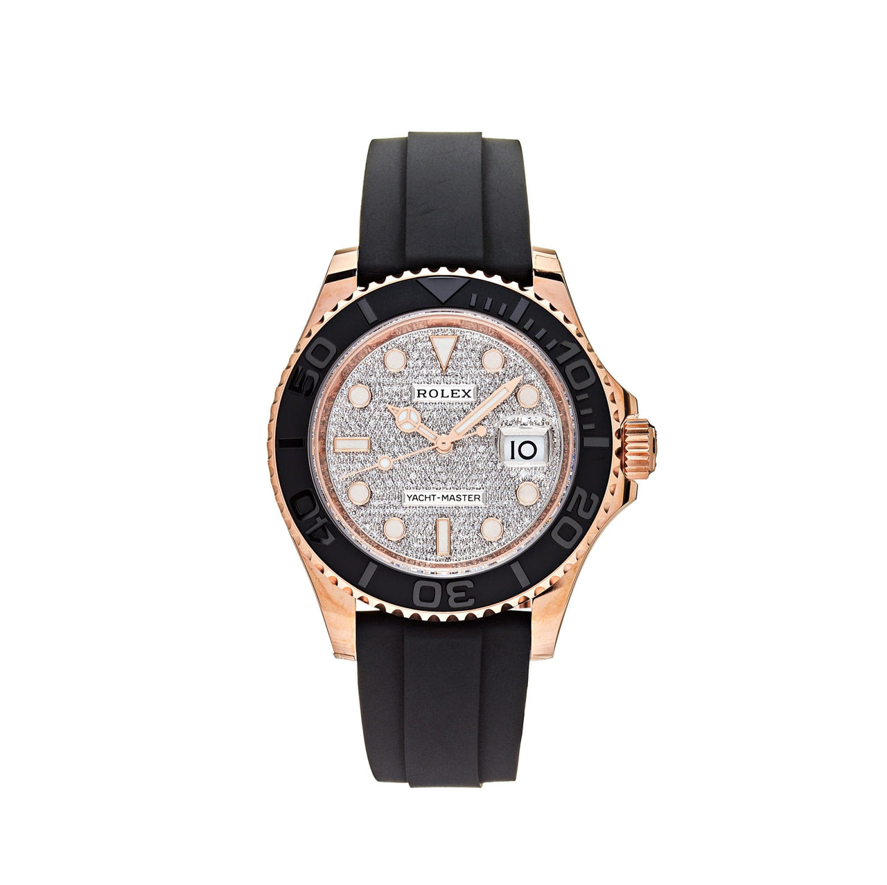 Luxury Watch Rolex Yacht Master 40 Rose Gold Pave Diamond Dial 126655 wrist aficionado