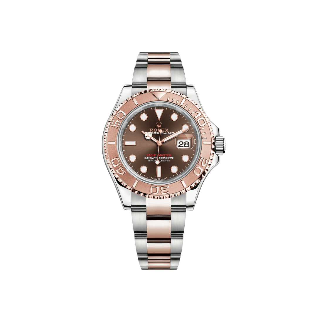 Luxury Watch Rolex Yacht Master Rose Gold and Steel Brown Dial 116621 wrist aficionado