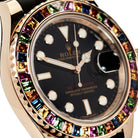 Luxury Watch Rolex Yacht Master Rose Gold Black Dial Rainbow Bezel 116695SATS wrist aficionado