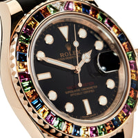 Thumbnail for Luxury Watch Rolex Yacht Master Rose Gold Black Dial Rainbow Bezel 116695SATS wrist aficionado