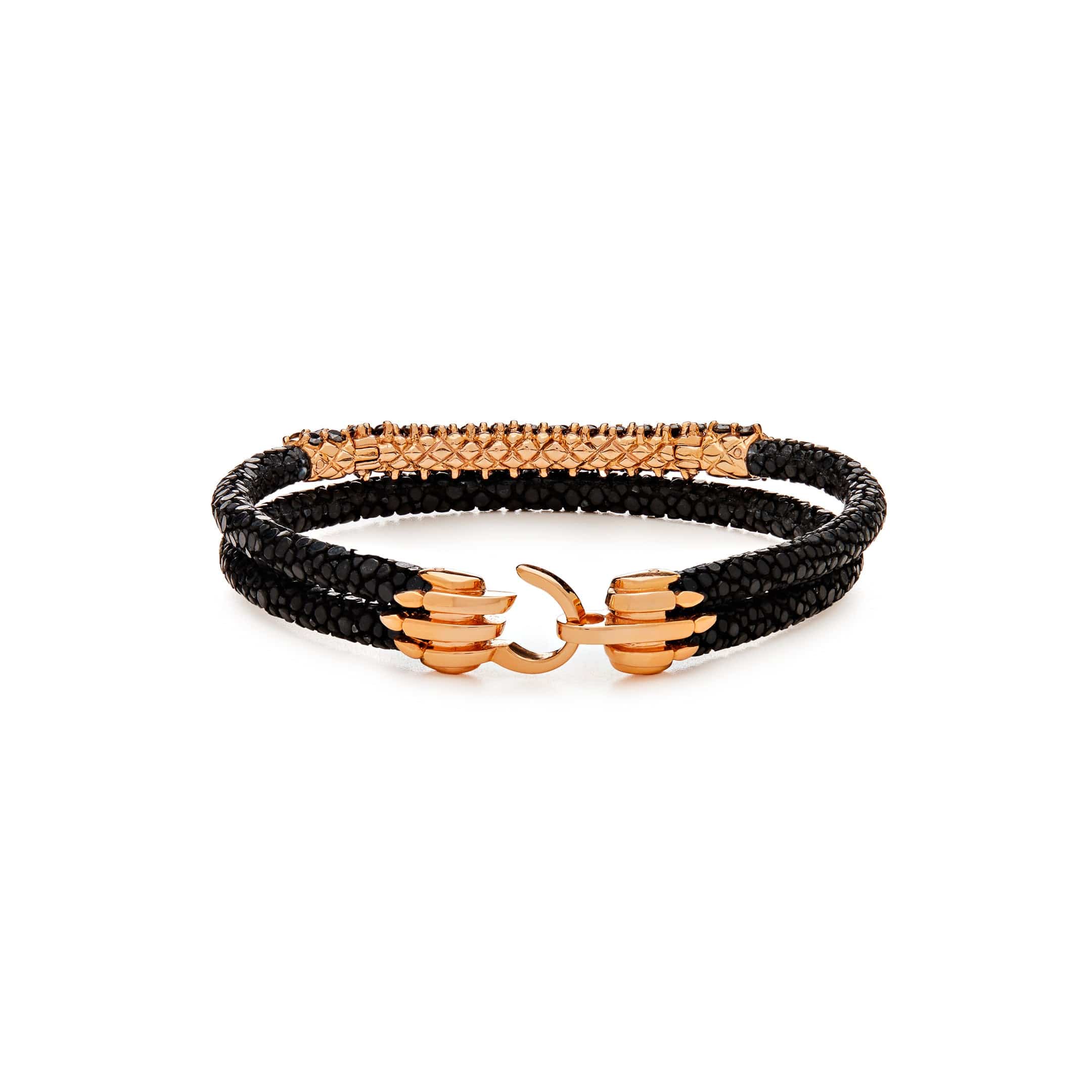 Rose Gold Black Diamond Bracelet Wrist Aficionado