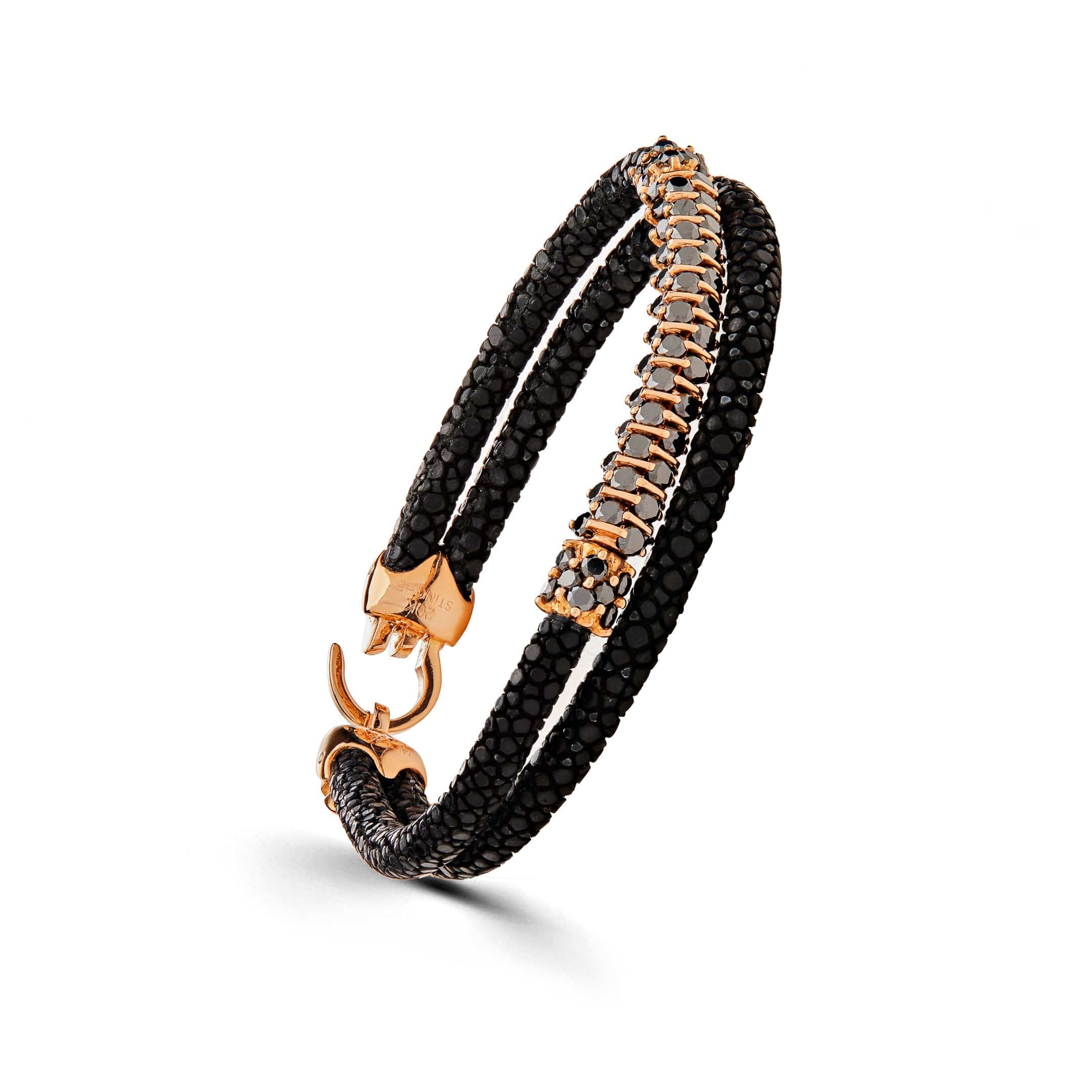 Rose Gold Black Diamond Bracelet Wrist Aficionado