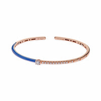 Thumbnail for Bracelets Rose Gold Blue Enamel Diamond Cuff Bracelet Wrist Aficionado