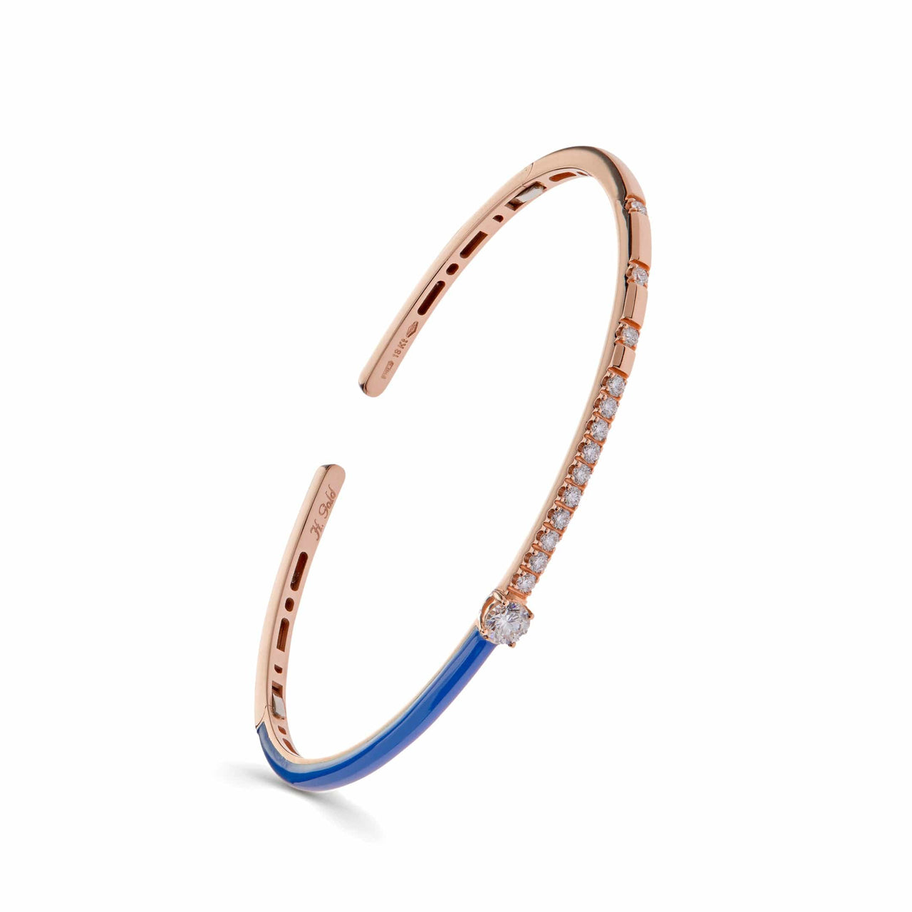 Bracelets Rose Gold Blue Enamel Diamond Cuff Bracelet Wrist Aficionado