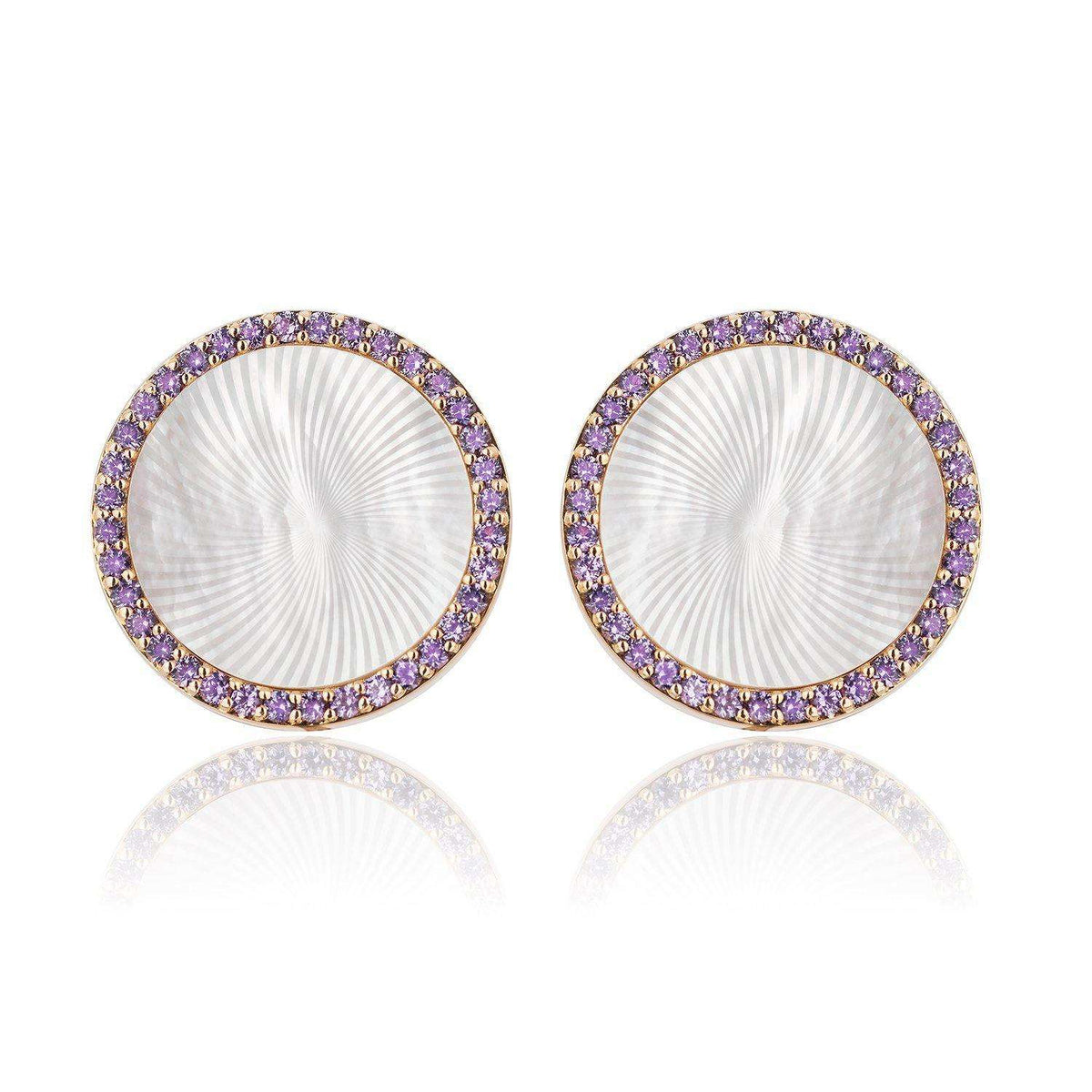 Rose Gold Cufflinks with Pinctada Maxima and Purple Sapphires