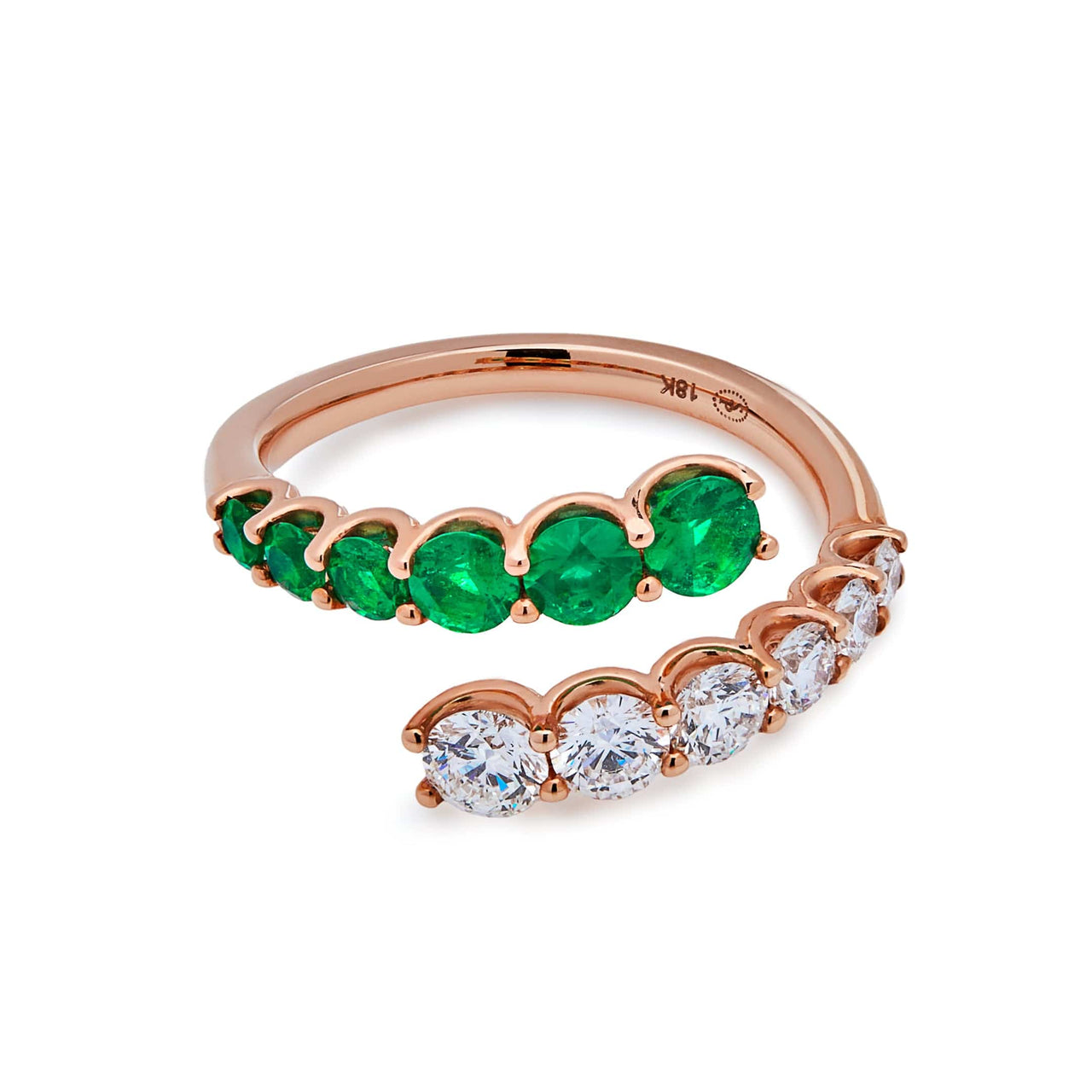 Rose Gold Diamond & Emerald Coil Ring