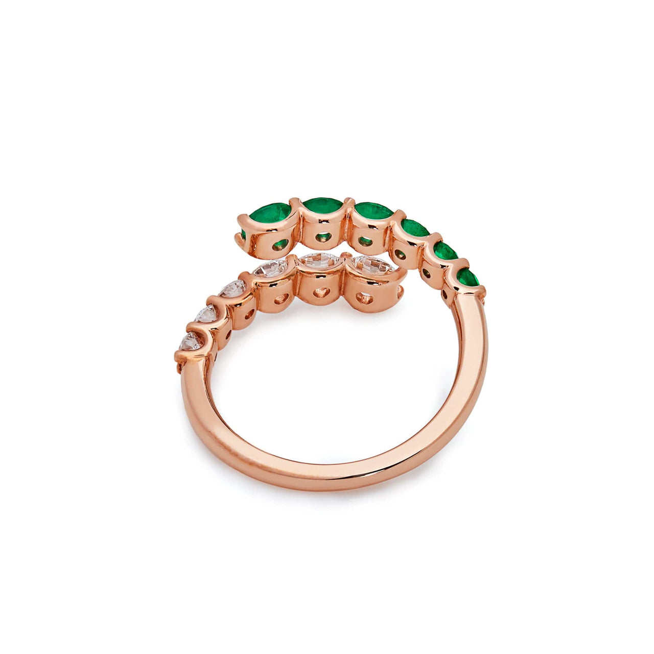 Rose Gold Diamond & Emerald Coil Ring