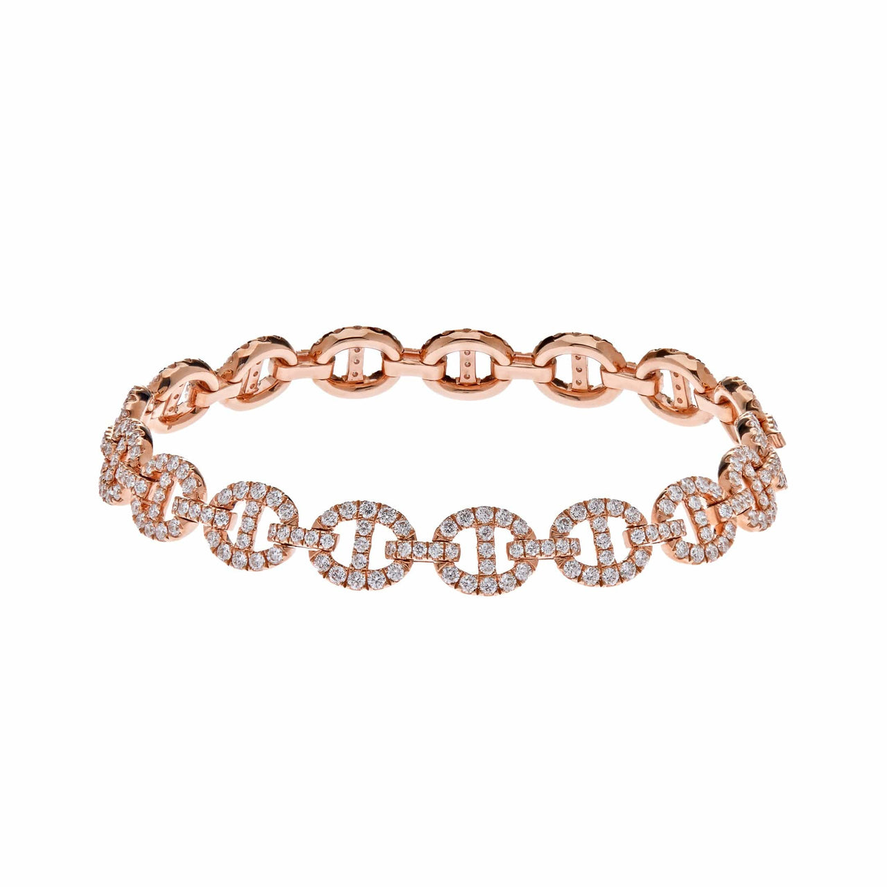 Rose Gold Diamond Large Link Bracelet Wrist Aficionado