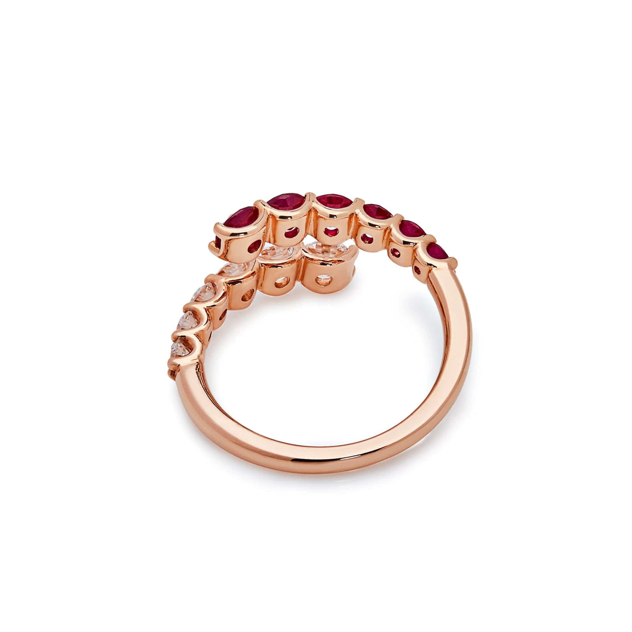 Rose Gold Diamond & Ruby Coil Ring Wrist Aficionado