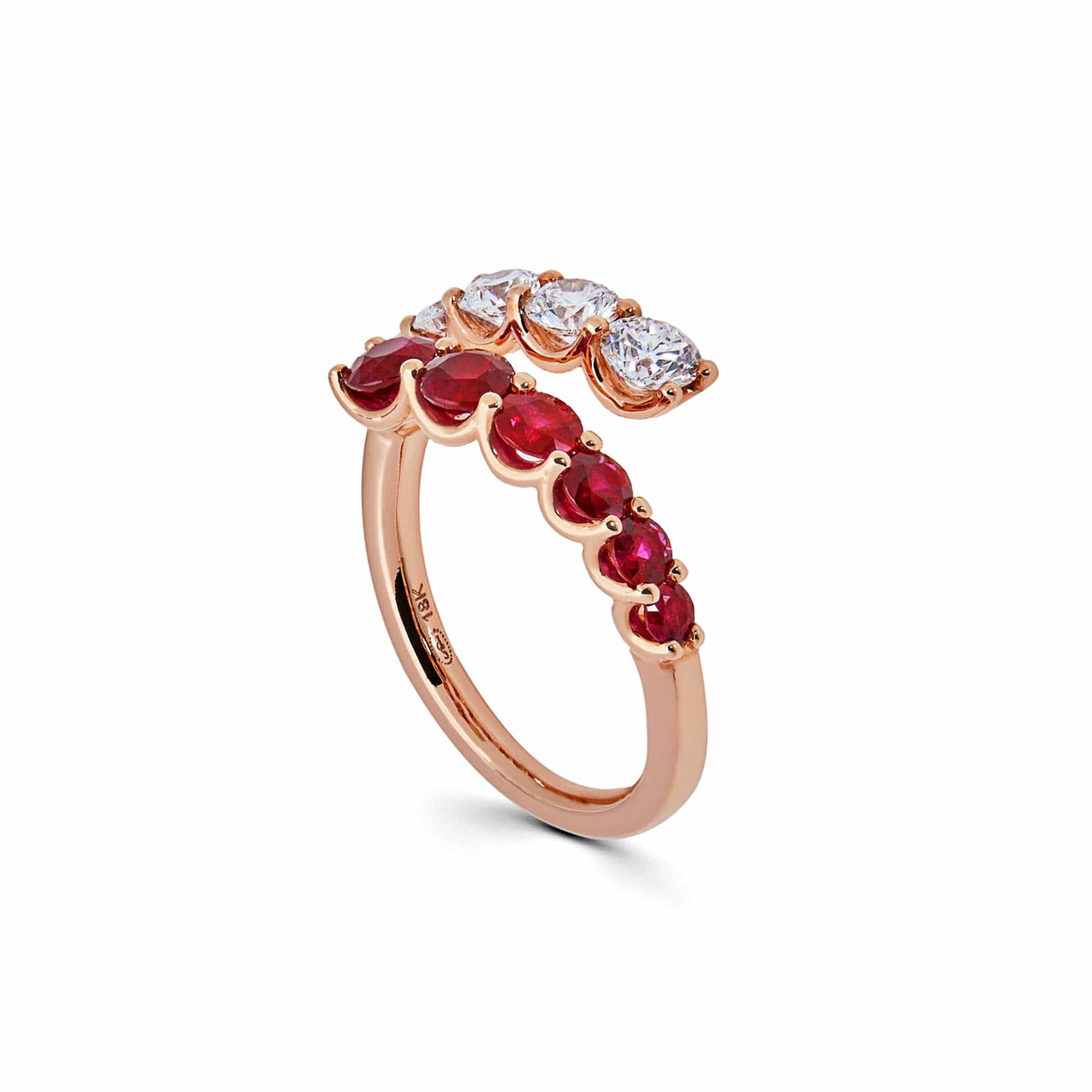 Rose Gold Diamond & Ruby Coil Ring