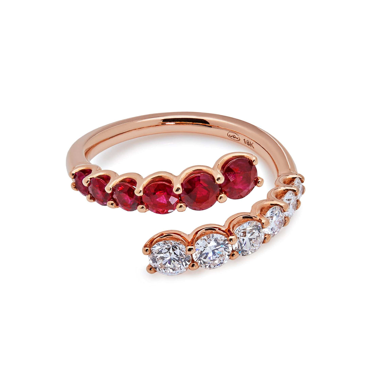 Rose Gold Diamond & Ruby Coil Ring