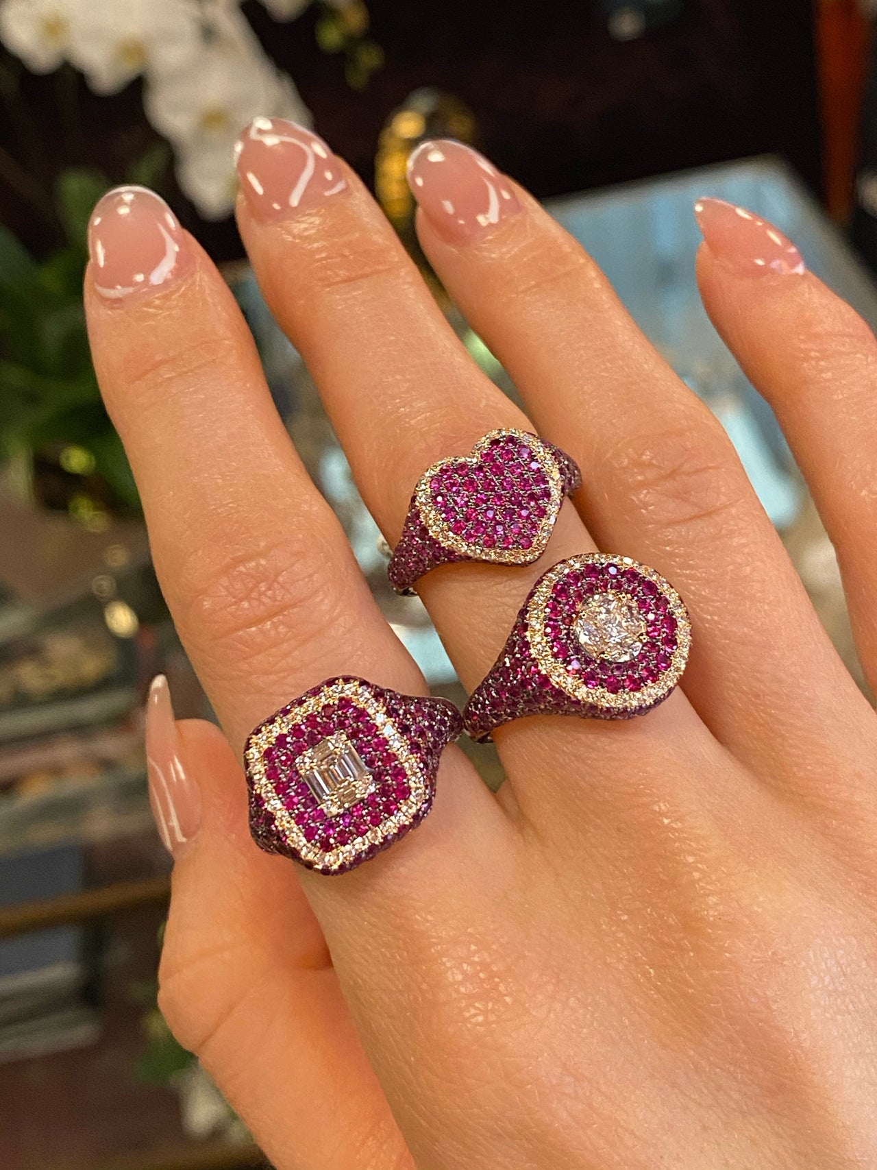 Rings Rose Gold Diamond & Ruby Heart Ring Wrist Aficionado