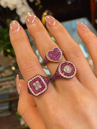 Thumbnail for Rings Rose Gold Diamond & Ruby Heart Ring Wrist Aficionado