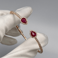 Thumbnail for Bangles Rose Gold Diamond Ruby Teardrop Bangle Wrist Aficionado