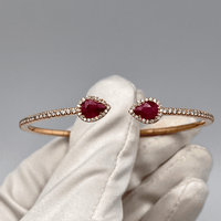 Thumbnail for Bangles Rose Gold Diamond Ruby Teardrop Bangle Wrist Aficionado