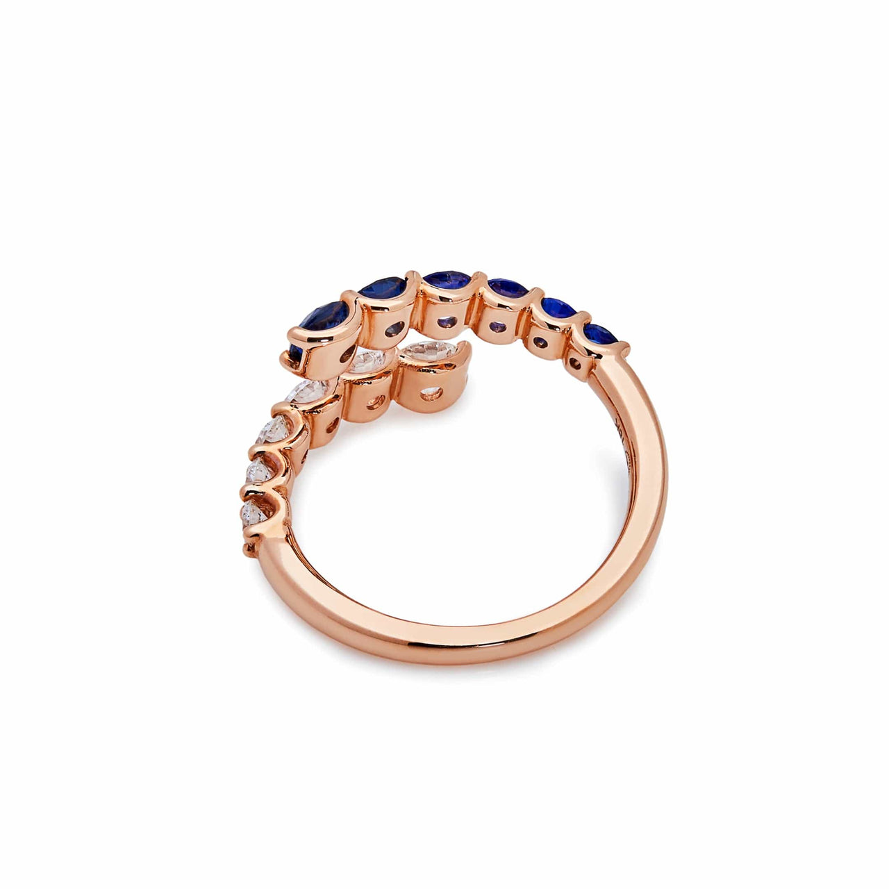Rose Gold Diamond & Sapphire Coil Ring Wrist Aficionado