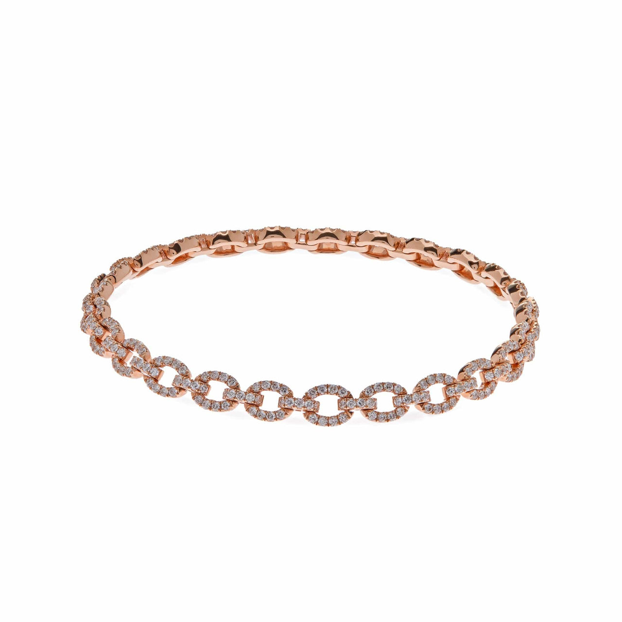 Rose Gold Diamond Small Link Bracelet Wrist Aficionado