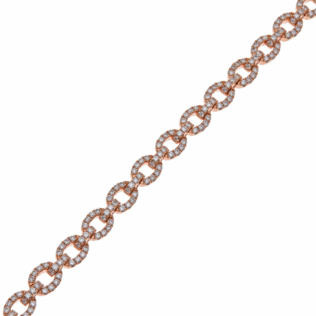 Rose Gold Diamond Small Link Bracelet Wrist Aficionado