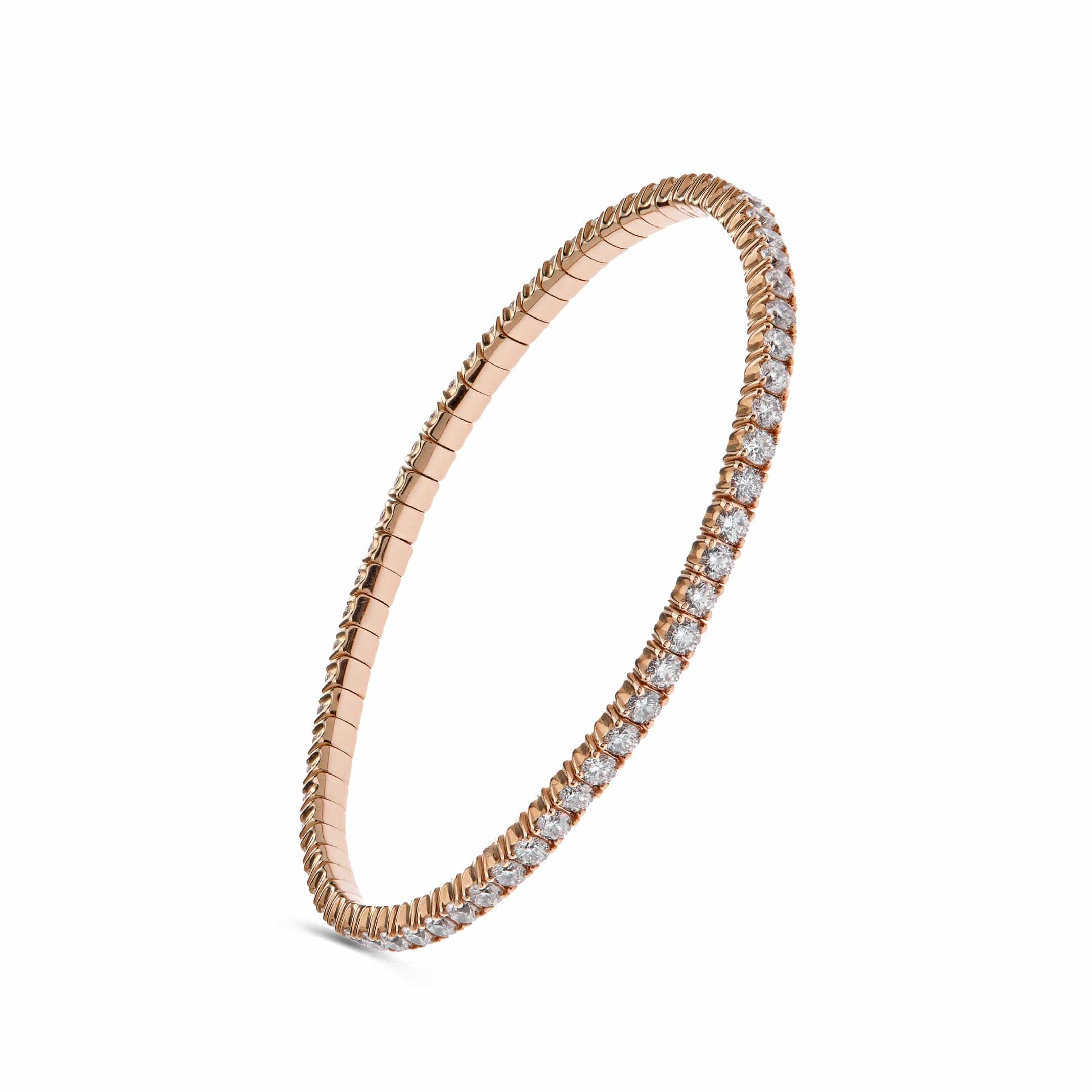 Rose Gold Diamond Stretch Bracelet Wrist Aficionado