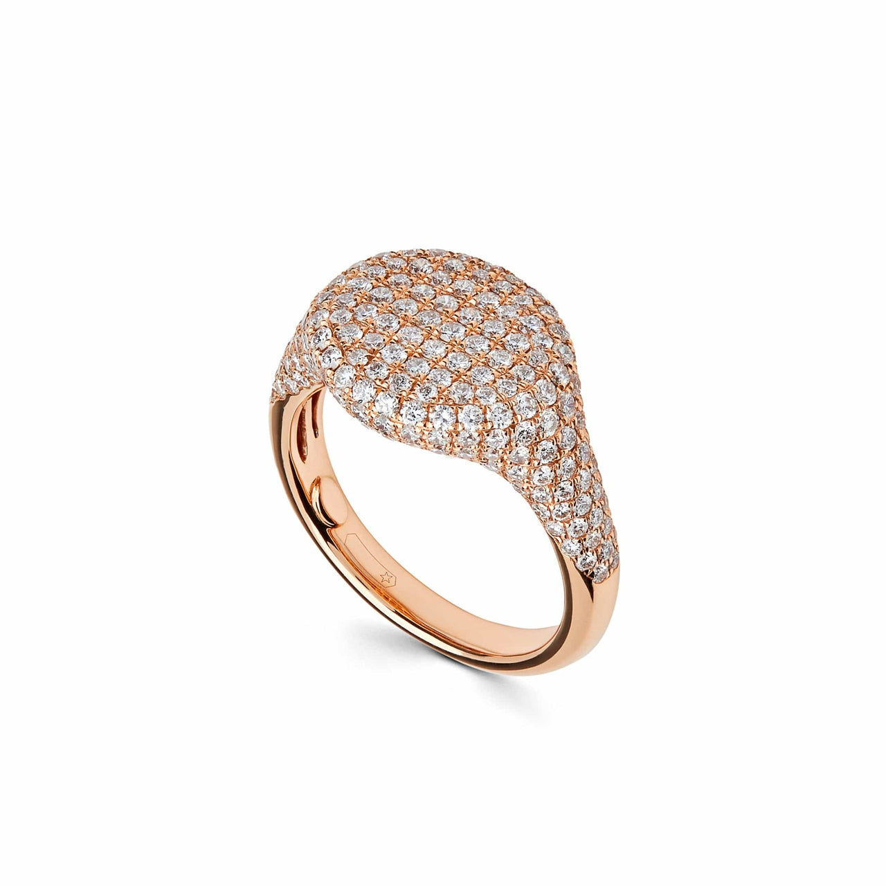 Rings Rose Gold Pave Diamond Set Signet Ring Wrist Aficionado