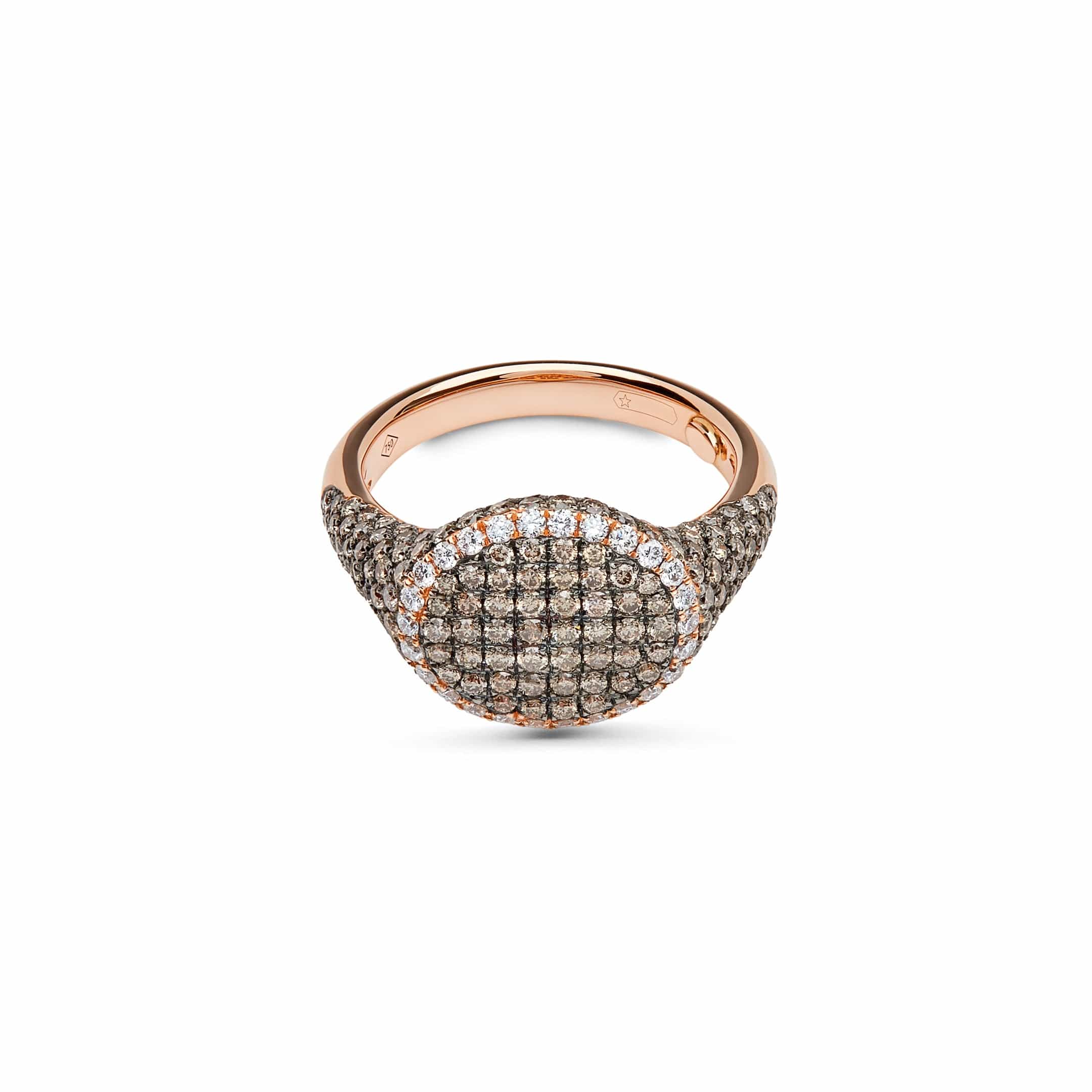 Rings Rose Gold Pave Set Two Tone Diamond Signet Ring Wrist Aficionado