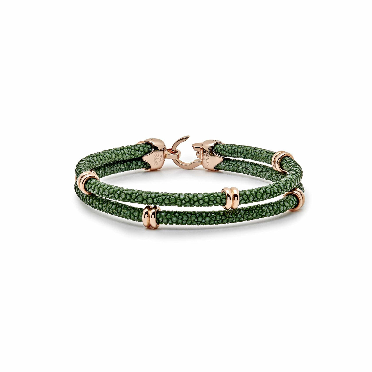 Rose Gold Rings Green Python Bracelet