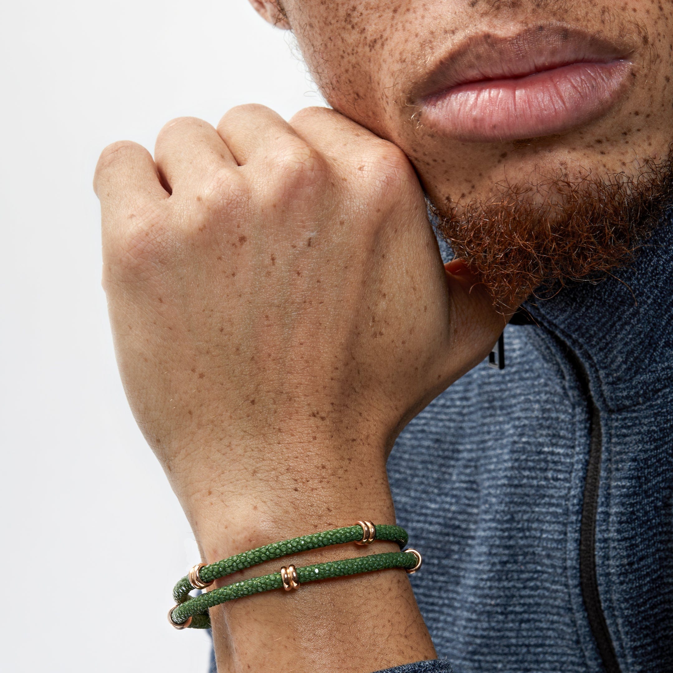 Rose Gold Rings Green Python Bracelet – Wrist Aficionado