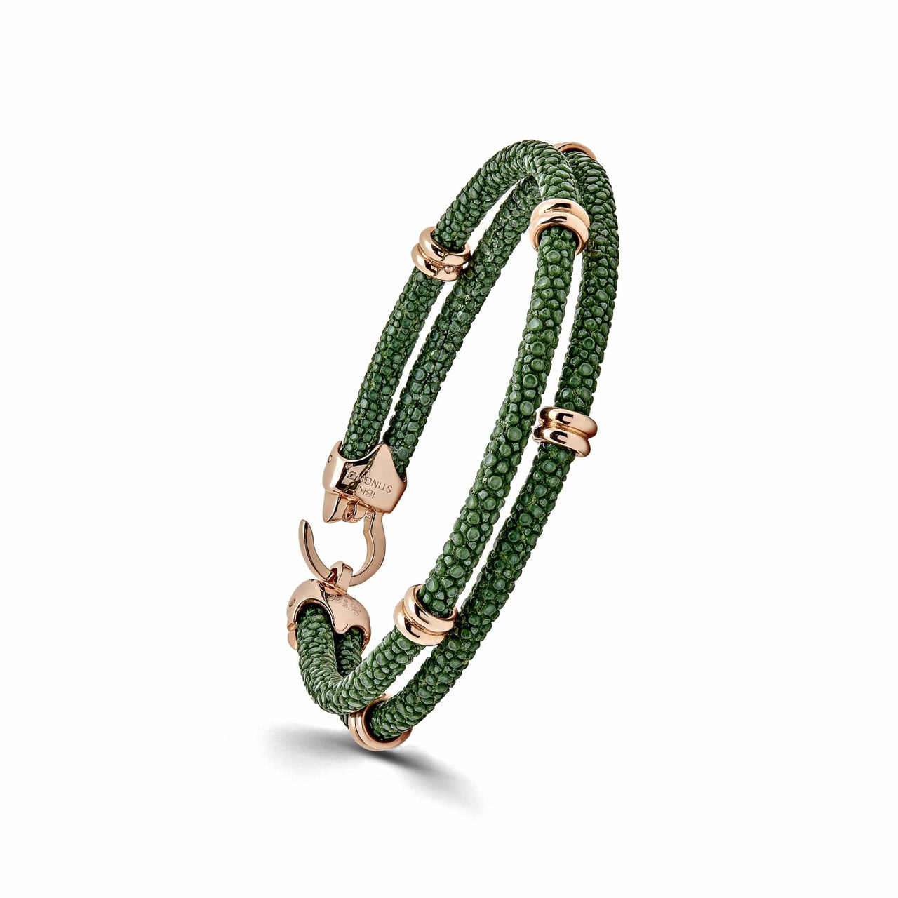 Rose Gold Rings Green Python Bracelet