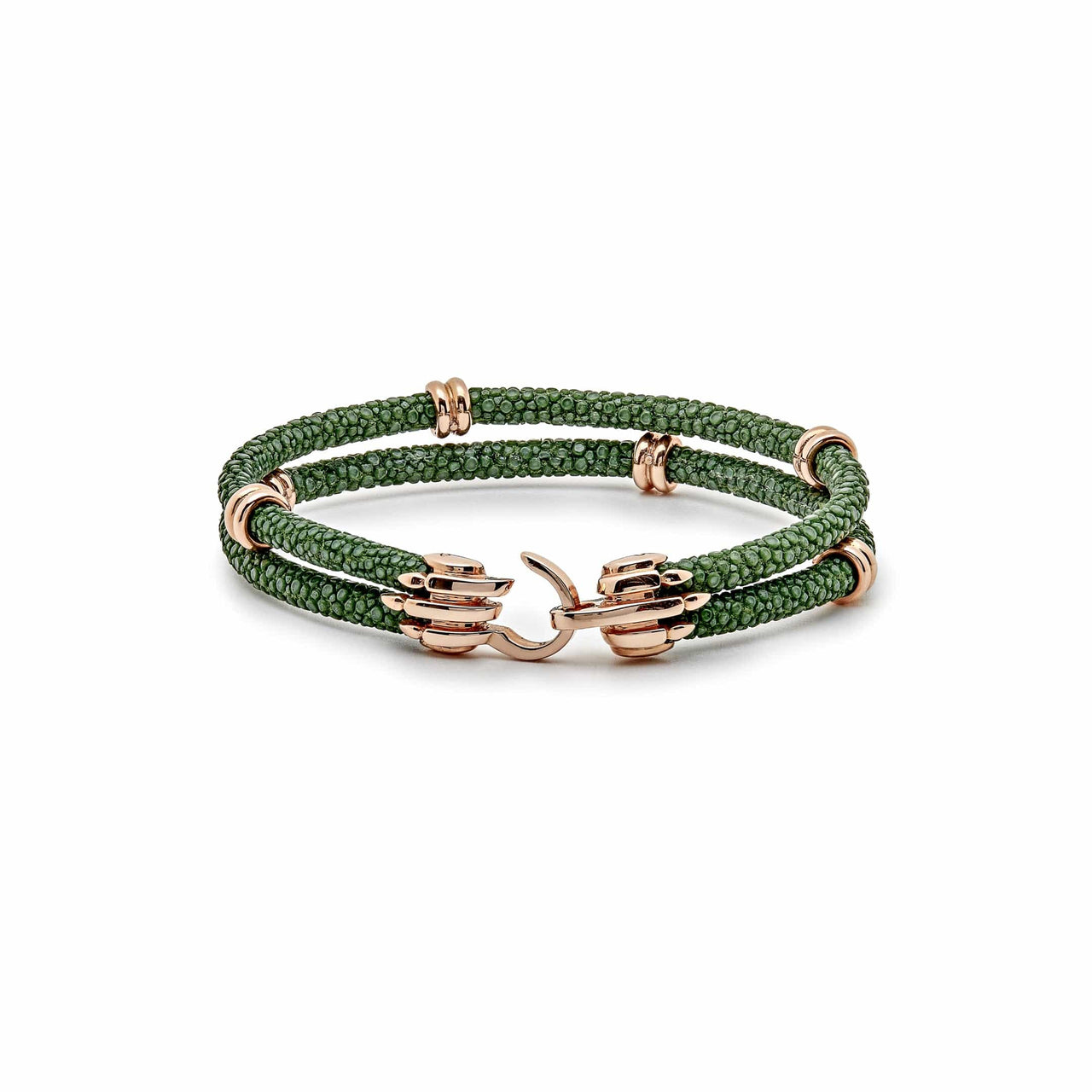 Rose Gold Rings Green Python Bracelet